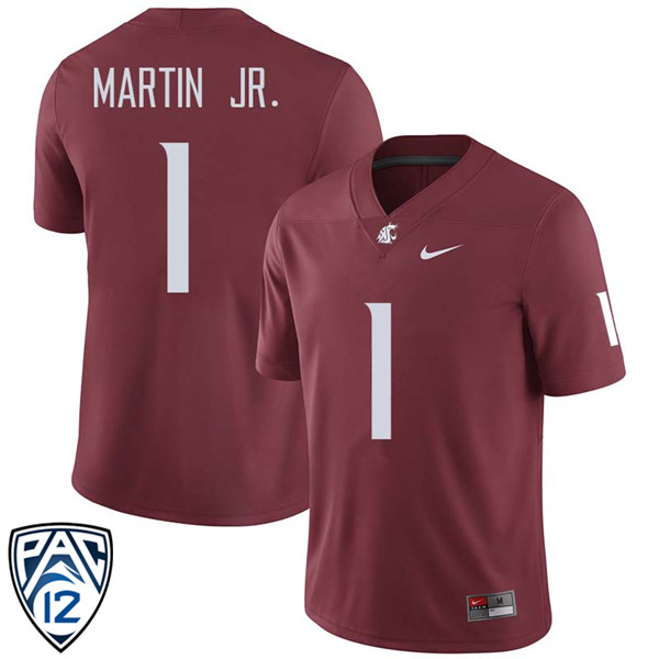 Men #1 Tavares Martin Jr. Washington State Cougars College Football Jerseys Sale-Crimson